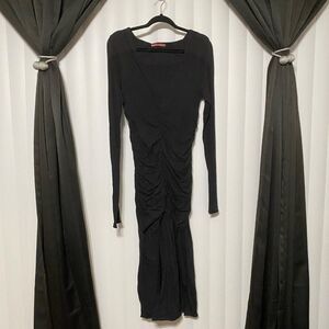 Velvet black dress to ankle